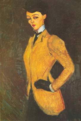 Amedeo Modigliani, Jeanne Hebuterne a Door in the Background Fine Art Reproduction Oil Painting