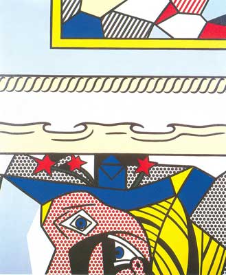 Roy Lichtenstein, Purist Painting with Bottles Fine Art Reproduction Oil Painting